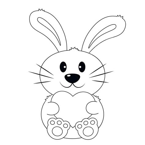 Cute Cartoon Rabbit With Heart Cartoon Drawing Rabbit Drawing Heart