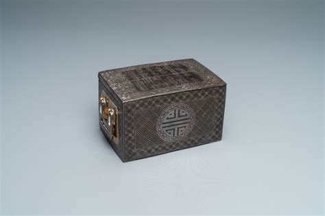 A Korean Silver Inlaid Iron Box And Cover Probably Joseon Th C