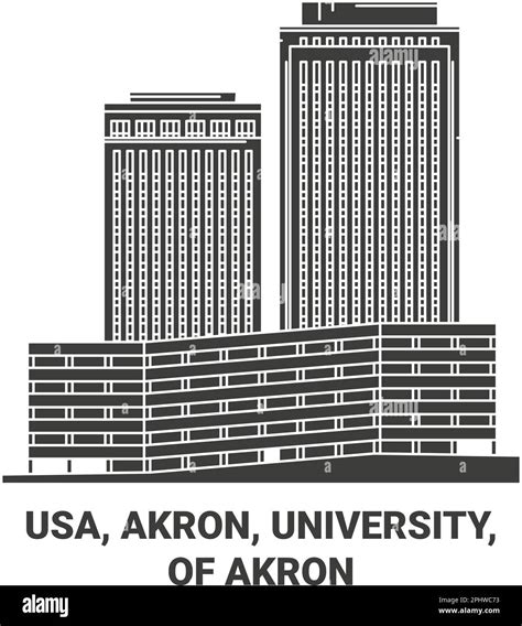 Usa, Akron, University, Of Akron travel landmark vector illustration ...