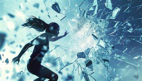 Premium Photo A 3d Poster Depicting A Glass Ceiling Being Shattered By A Strong Female Figure