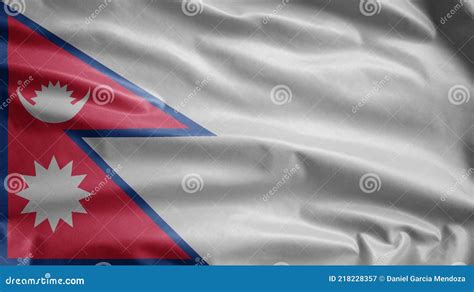 Nepalese Flag Waving In The Wind Nepal Banner Blowing Soft Silk Stock