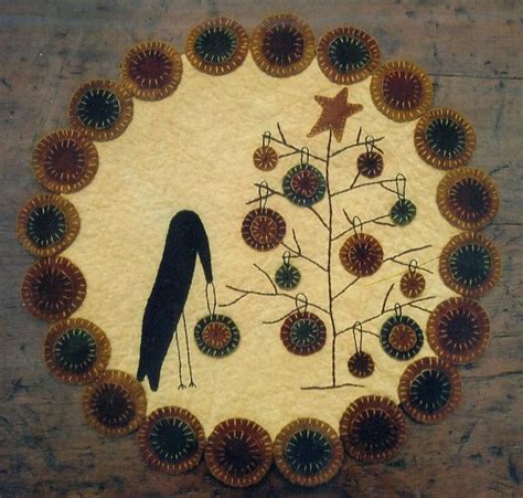 Primitive Wool Penny Rug E Pattern Pdf Crow Decorating Etsy Penny