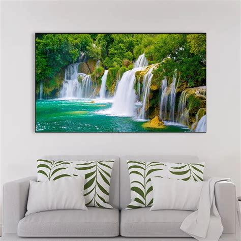 Waterfall Jungle Nature Scenery Canvas Wall Painting - WallMantra