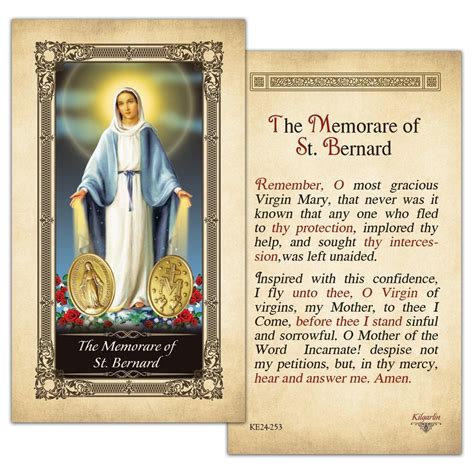 The Memorare of St.Bernard Laminated Prayer Card with Gold Color Accents - Pack of 10 - Walmart ...