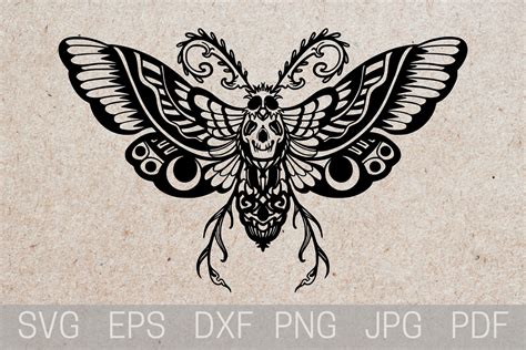 Death Moth Tattoo Stencil, Moth SVG Graphic by tattooworker · Creative ...