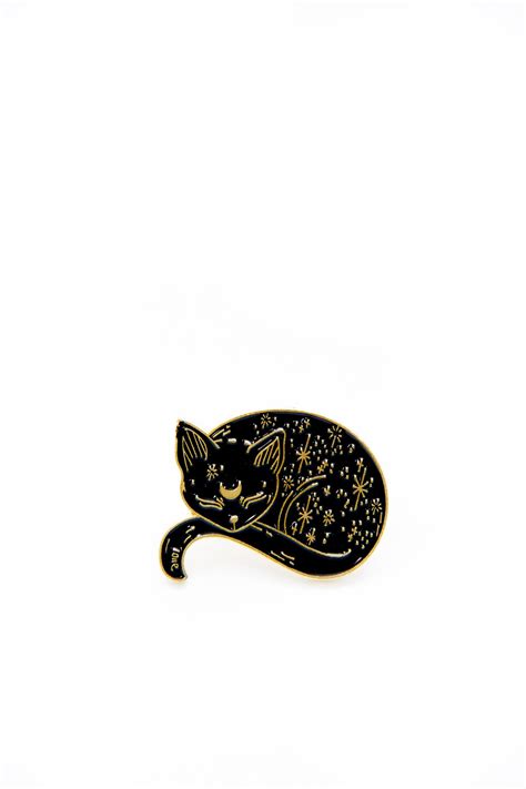 Witch Cat Sleeping Black Cat Enamel Pin Jessica Louise