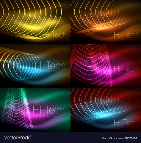 Collection Of Abstract Backgrounds Glowing Vector Image