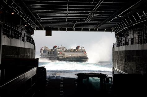 Landing Craft Air Cushion LCAC 71 Prepares To Enter The Well Deck Of