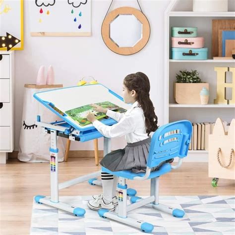 Costway Bureau Enfant Ergonomique Hauteurs Et Angle R Glable