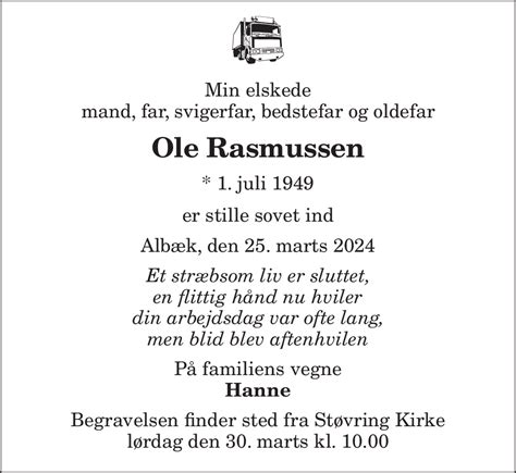 D Dsannonce For Ole Rasmussen Nordjyske Dk