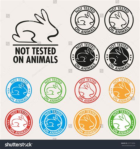 No Animals Testing Sign Icon Not Tested Symbol Round Colourful Stock