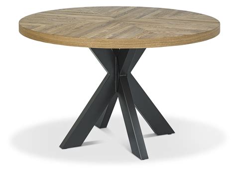 Signature Collection Ellipse Rustic Oak 4 Seat Circular Dining Table Dining Tables Bentley