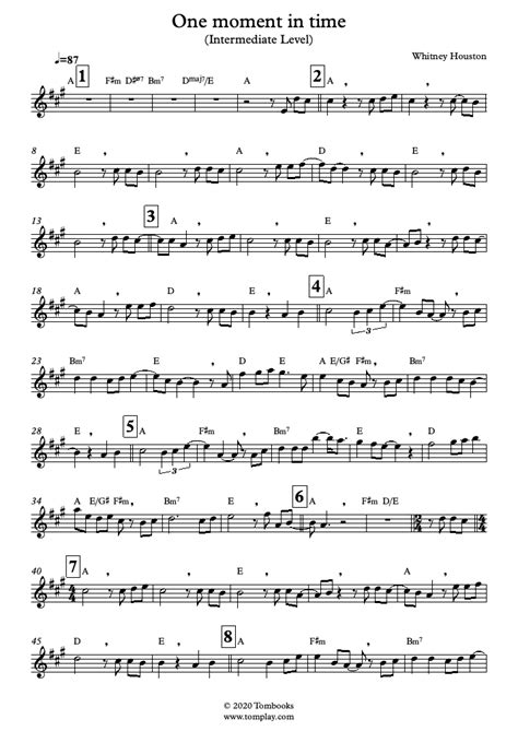 One Moment In Time (Intermediate Level, Alto Sax) (Whitney Houston) - Saxophone Sheet Music