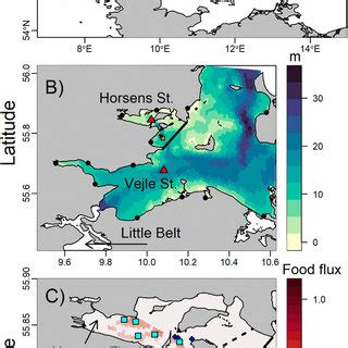 A) Map of the study area (red square) in the SW Kattegat, B) model... | Download Scientific Diagram