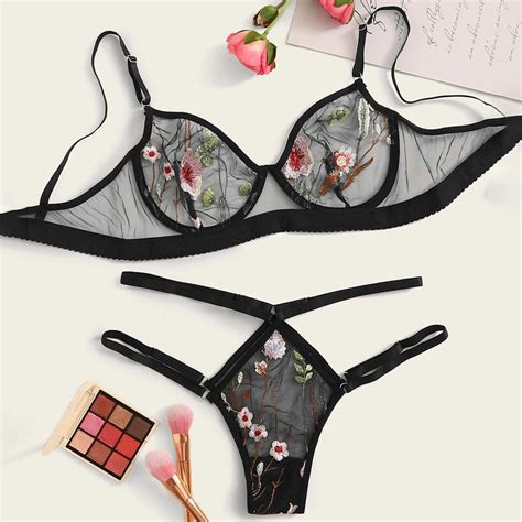 Fio Dental Lingerie Sexy Renda E Flor Peça Íntima Feminina Shopee