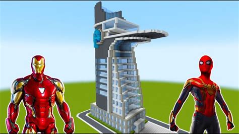 Minecraft Tutorial How To Make Stark Tower From Spiderman No Way Home Avengers Tower