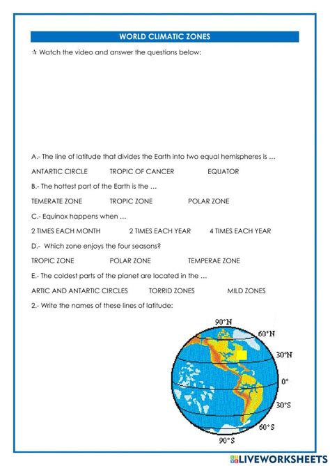 World Climate Zones for Kids Worksheets - Worksheets Library