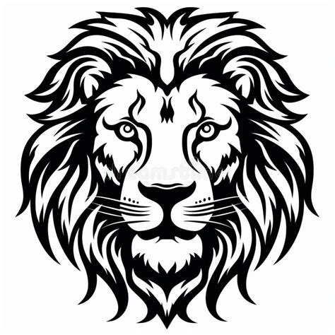 Black and White Lion Head Drawing for Kids Stock Photo - Image of john ...