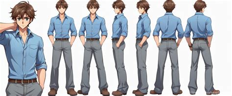 Anime Style Young Man Character Sheet Stable Diffusion Online