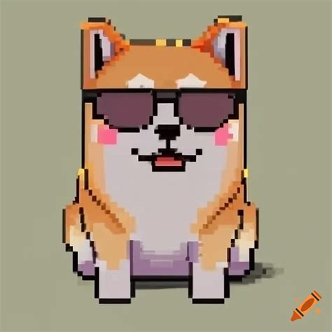 Pixelated Shiba Inu With Sunglasses On Craiyon