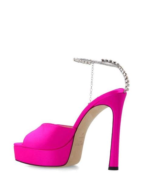 Jimmy Choo Saeda Embellished Platform Sandals In Pink Lyst