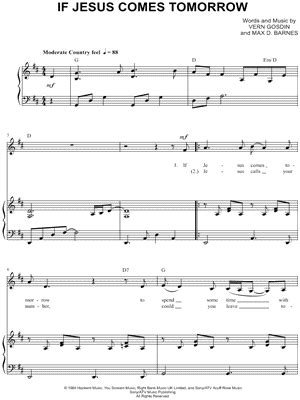 "If Jesus Comes Tomorrow" Sheet Music - 1 Arrangement Available ...