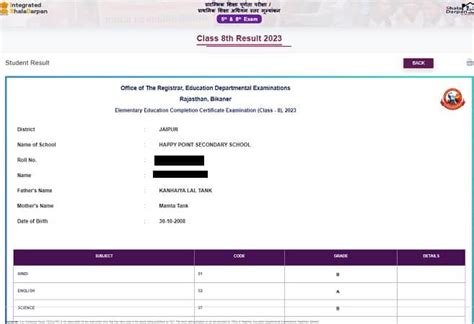 Rajasthan Board Rbse Th Result Link Out Rajresults Nic In