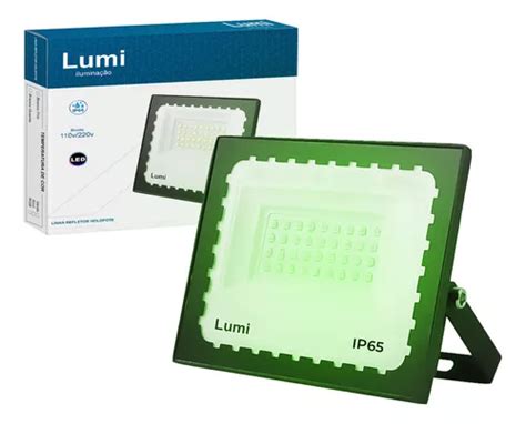 Kit Refletor Led Holofote Preto W Smd Mini Ip Bivolt Verde Lumi