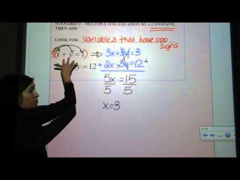 Coach Fred S Alg 1 Honors Solving Systems By Elimination YouTube