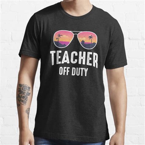 Teacher Off Duty Sunglasses Beach Sunset T Shirt By Ualidesign