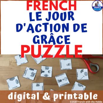 French Thanksgiving Printable Digital Jigsaw Activity Puzzle Laction