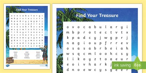 Find Your Treasure Word Search Teacher Made Twinkl