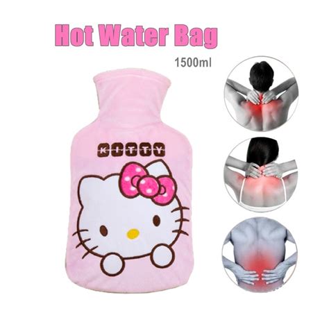 Hot Water Bag With Plush Cloth Hot Compress Stomach Warm Water Bag Dysmenorrhea Warm Water Bag