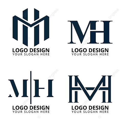 four different logos with the letter m in black and white, each one has ...