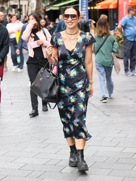 Myleene Klass Wearing A Floral Dress Work While Stepping Out At