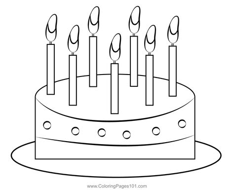 Birthday Cake With Candles Coloring Page For Kids Free Birthday