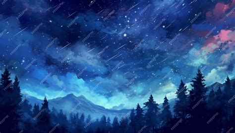 Premium Photo | A starry night sky with a mountain and a starry sky