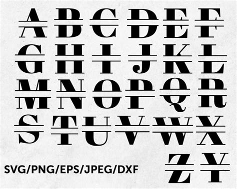 Split Alphabet Svg Monogram Alphabet Svg A Z Alphabet Split Monogram