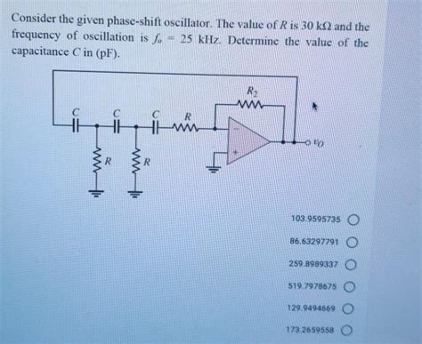 Solved Consider the given phase-shift oscillator. The value | Chegg.com 