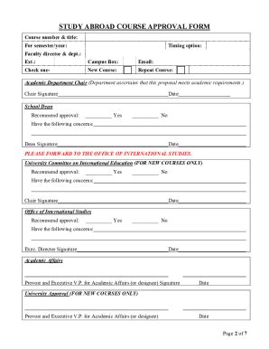 Fillable Online Study Abroad Course Approval Form Fax Email Print