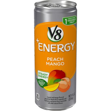 V8 +Energy, Healthy Energy Drink, Peach Mango, 8 Ounce Can - Walmart