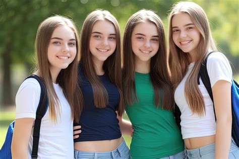 Premium Photo | Teen college girls group Smiling teen girls group Smile
