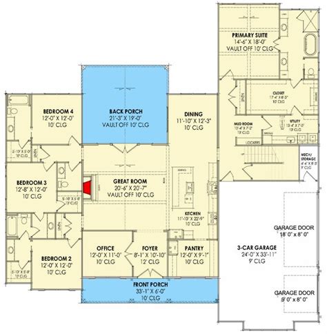 Plan Jss Bed Transitional House Plan With Unfinished Bonus