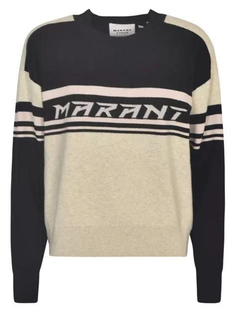 Etoile Isabel Marant Callie Intarsia Knit Logo Jumper Neutrals