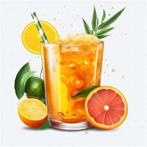 Premium Ai Image Fresh Orange Juice With Fruits Transparent Background