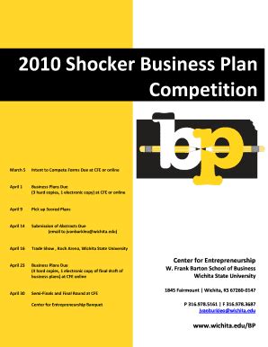 Fillable Online Webs Wichita 2010 Shocker Business Plan Competition