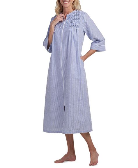 Miss Elaine Womens Striped Zip Front Nightgown Macys