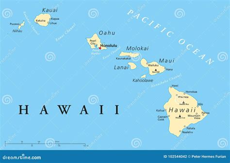 Hawaii Map. Political Map Of Hawaii With Boundaries In White Color ...