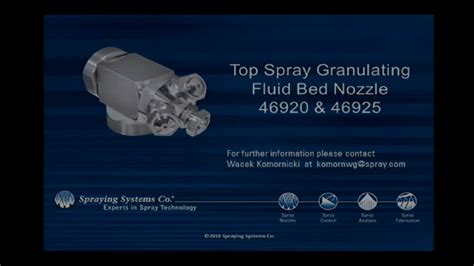 Top Spray Granulating Fluid Bed Nozzles 46920 And 46925 Improve