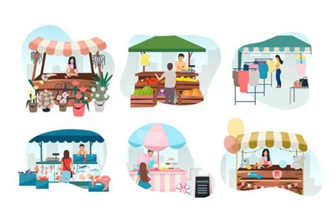 Street Fair Flat Vector Illustration Set Graphic by TheImg · Creative Fabrica